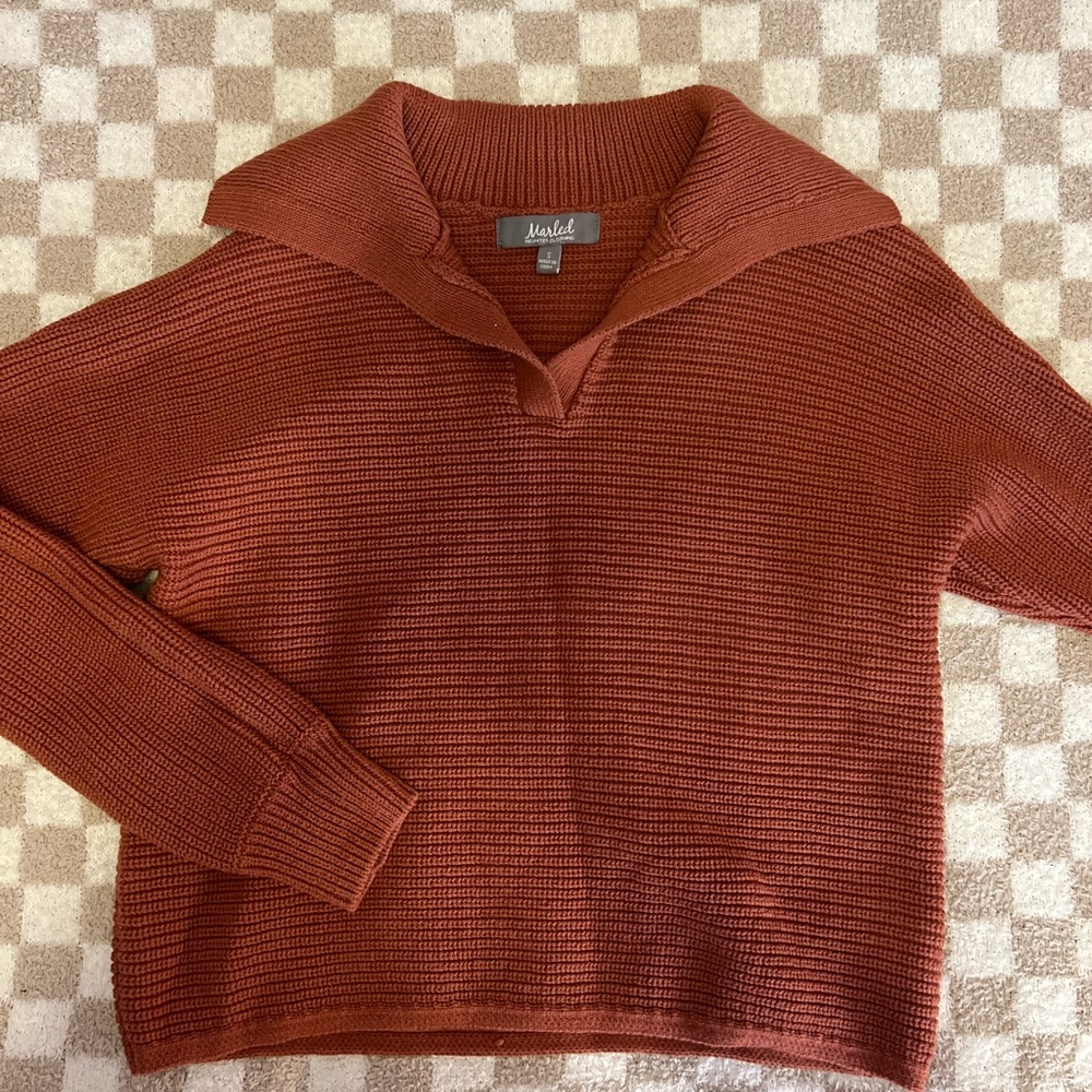 Marled Rust V-Neck Sweater